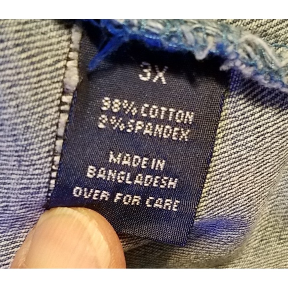 Amethyst Jean Jacket Women's Y2K Sz 3x Denim Collared Distressed Cropped JR - Picture 3 of 6